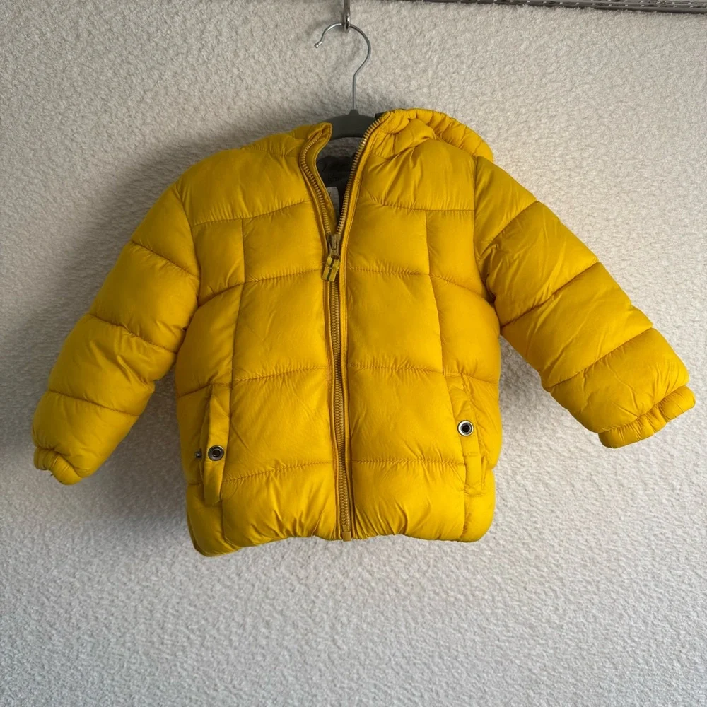 Zara Baby Boy Yellow Hooded Puffer Jacket Winter Coat‎ Size 18-24 Months